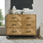 Rustic Oak Chest of 3 Drawers Chevron Design