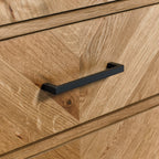 Rustic Oak Chest of 3 Drawers Chevron Design - Home Furniture Interiors