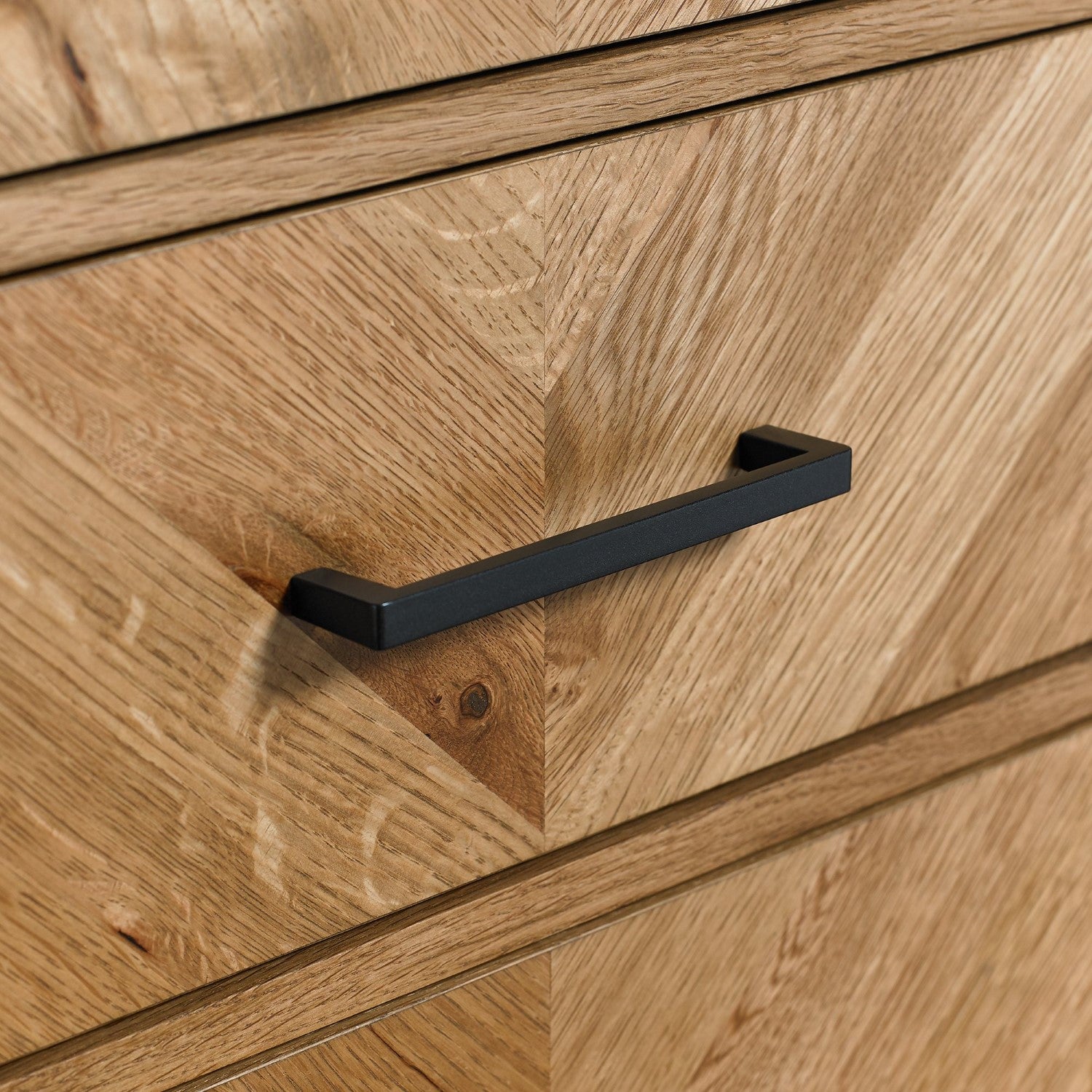 Rustic Oak Chest of 3 Drawers Chevron Design - Home Furniture Interiors