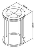 Silver grey wooden round side table with black metal base, ideal for side lamps and end table use by Bentley Designs.