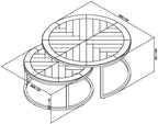 Pair of silver grey wood round nest coffee tables by Bentley Designs, featuring sleek modern design and natural wood finish.
