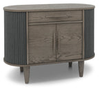 Grey Oval Sideboard Cabinet 2 Sliding Roll Back Doors - Home Furniture Interiors