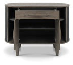Grey Oval Sideboard Cabinet 2 Sliding Roll Back Doors - Home Furniture Interiors