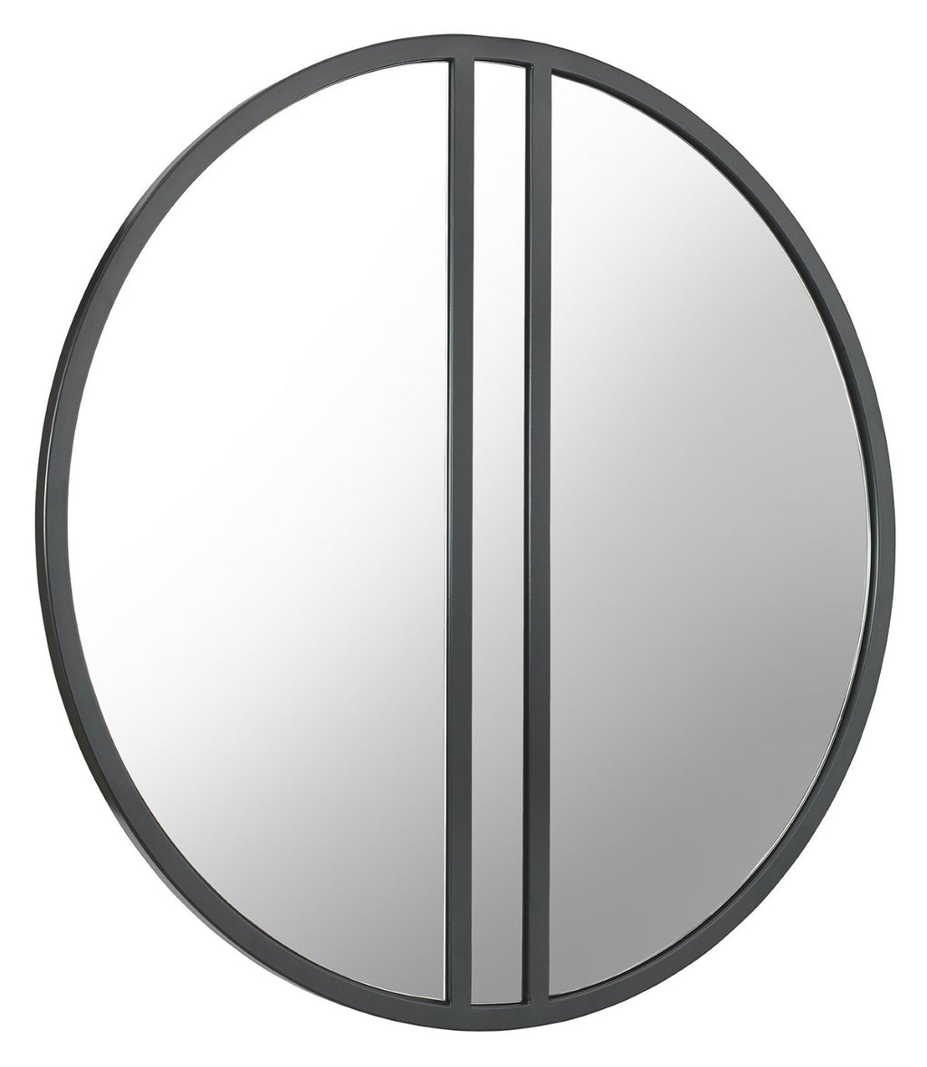 Silver Grey Metal Round Wall Mirror 80cm Diameter