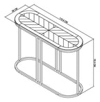 Silver Grey Oak Oval Console Table Chevron Top Metal Frame - Home Furniture Interiors