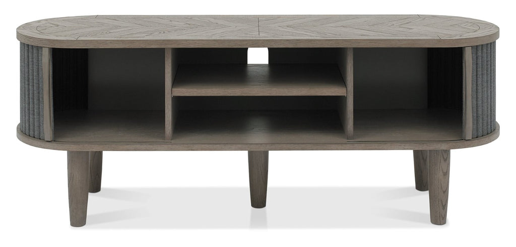 Large Silver Grey TV Cabinet Sliding Doors Parquet Wood Top - Home Furniture Interiors