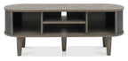 Large Silver Grey TV Cabinet Sliding Doors Parquet Wood Top - Home Furniture Interiors