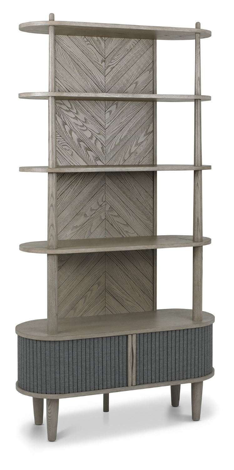 Grey Wooden Open Display Shelving Unit with Cupboard Base - Home Furniture Interiors