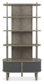 Grey Wooden Open Display Shelving Unit with Cupboard Base - Home Furniture Interiors