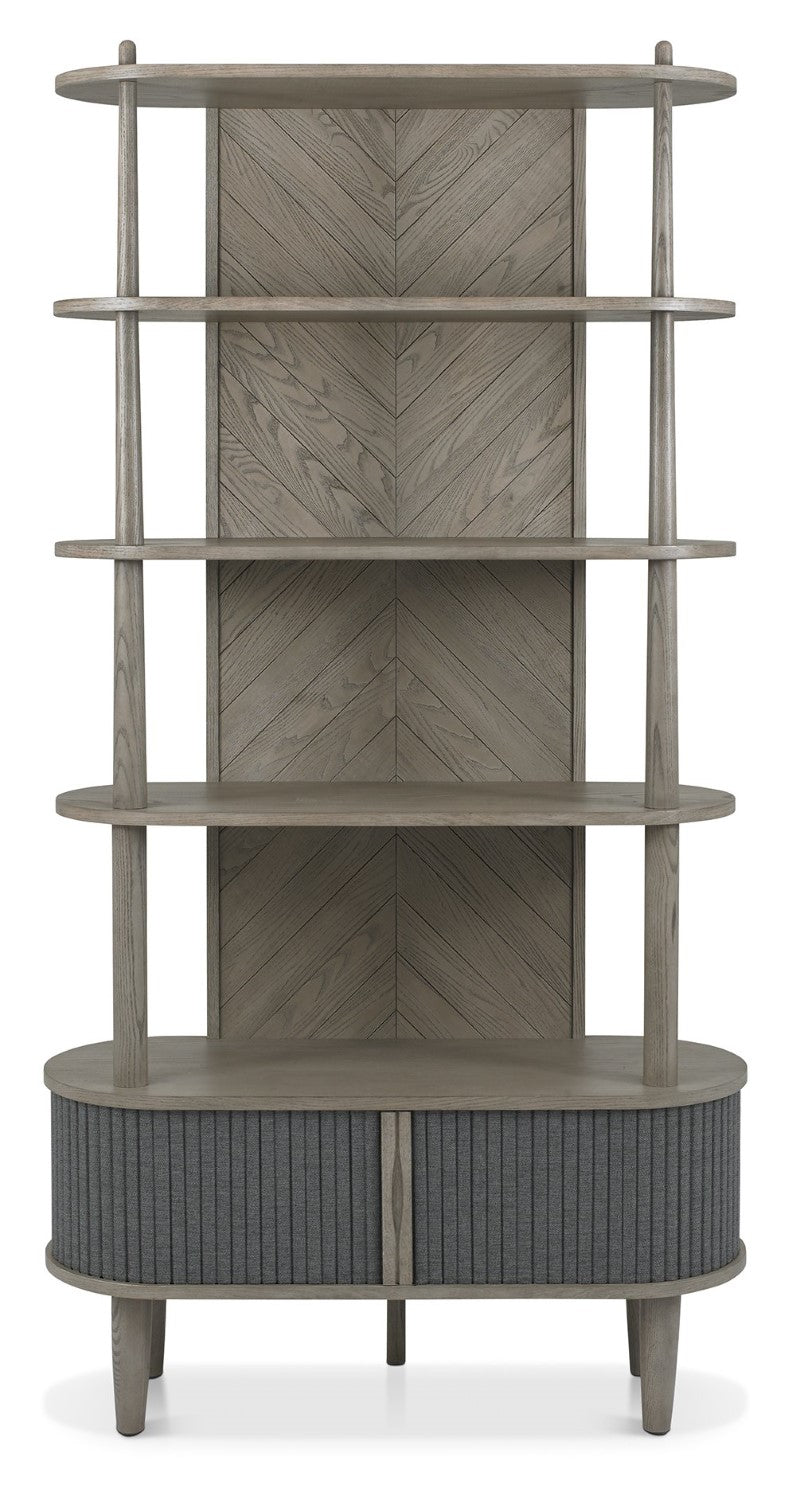 Grey Wooden Open Display Shelving Unit with Cupboard Base - Home Furniture Interiors
