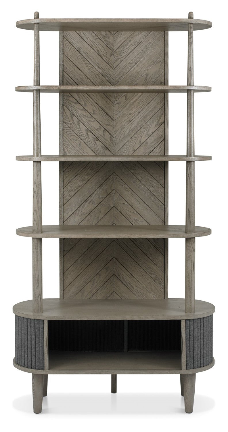 Grey Wooden Open Display Shelving Unit with Cupboard Base - Home Furniture Interiors