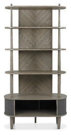 Grey Wooden Open Display Shelving Unit with Cupboard Base - Home Furniture Interiors