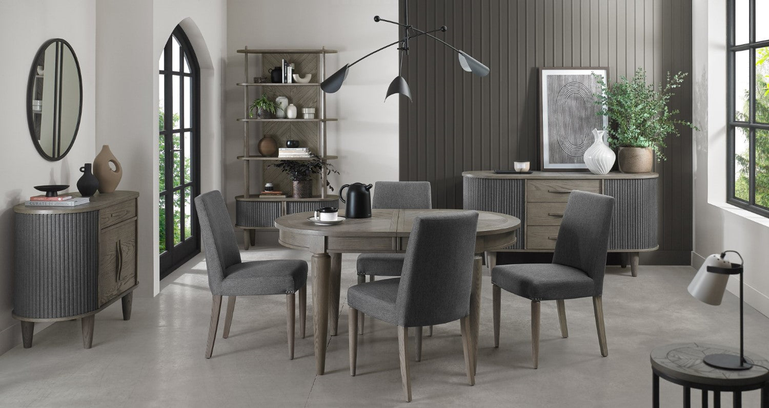 Silver Grey Oval Extending Dining Table Set 4 Grey Chairs