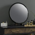 Peppercorn Black Round Frame Vanity Dressing Table Mirror