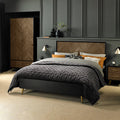 Dark Chevron Fumed Oak and Black Framed 5ft King Size Bed