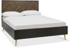 Dark Chevron Fumed Oak and Black Framed 5ft King Size Bed - Home Furniture Interiors