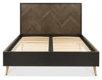 Dark Chevron Fumed Oak and Black Framed 5ft King Size Bed - Home Furniture Interiors