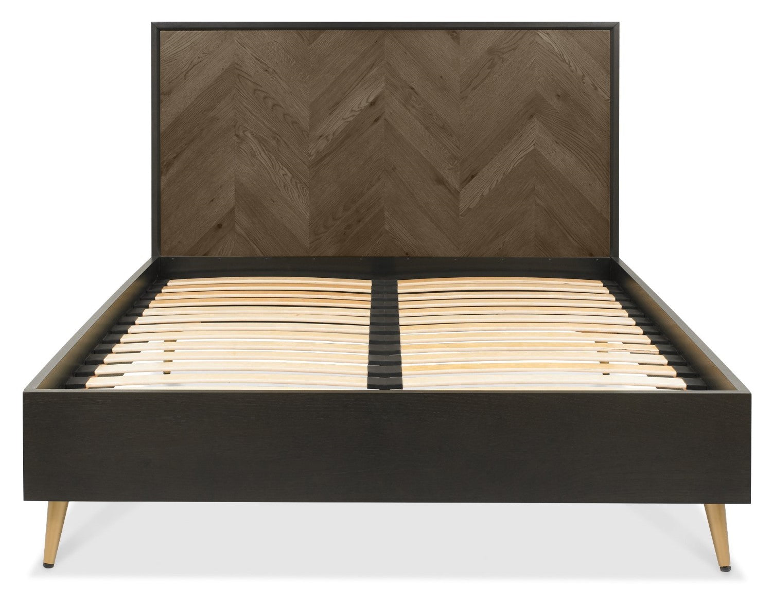 Chevron Dark Oak and Black 6ft Super King Size Bed - Home Furniture Interiors