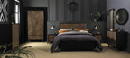 Chevron Dark Rustic Oak and Black 2 Drawer Bedside Chest - Home Furniture Interiors