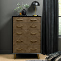 Oak Chevron Patterned 120cm Tall Chest of 5 Drawer 80cm Wide