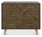Dark Oak and Black Wide Chest of 3 Drawers - Home Furniture Interiors