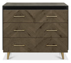Dark Oak and Black Wide Chest of 3 Drawers - Home Furniture Interiors