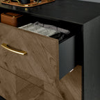 Dark Oak and Black Wide Chest of 3 Drawers - Home Furniture Interiors
