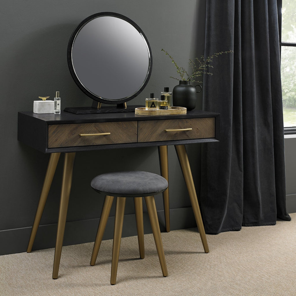 Fumed Oak And Peppercorn Dressing Table