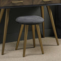 Modern Dark Grey Fabric Round Dressing Table Stool