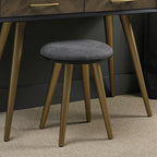 Modern Dark Grey Fabric Round Dressing Table Stool