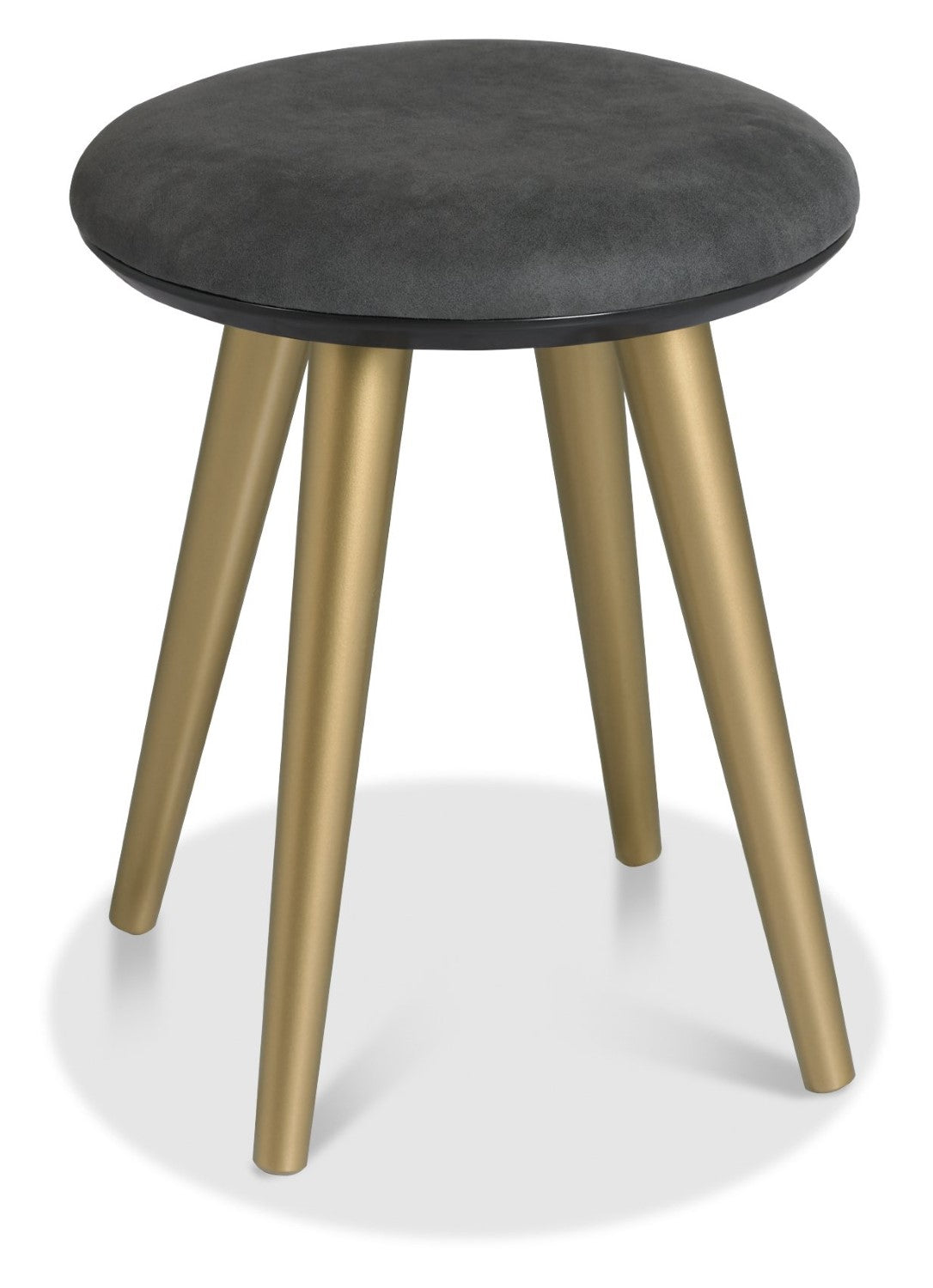Modern Dark Grey Fabric Round Dressing Table Stool - Home Furniture Interiors