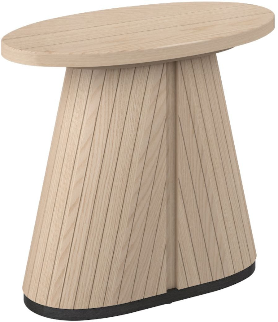 Light Oak Oval Lamp Table With Geometric Peppercorn Base - Home Furniture Interiors