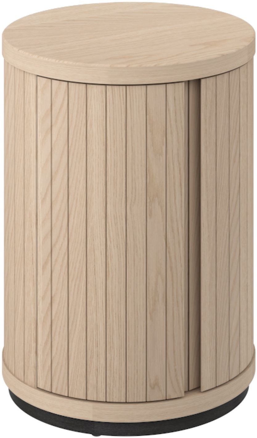 Light Oak Round Drum Shaped Lamp Table Peppercorn Base - Home Furniture Interiors