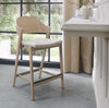 Ivory Cream Leather Curved Bar Stool Scandi Oak Frame