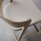 Ivory Cream Leather Curved Bar Stool Scandi Oak Frame - Home Furniture Interiors