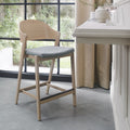 Scandi Oak Bar Stool with Grey Fabric Padded Seat
