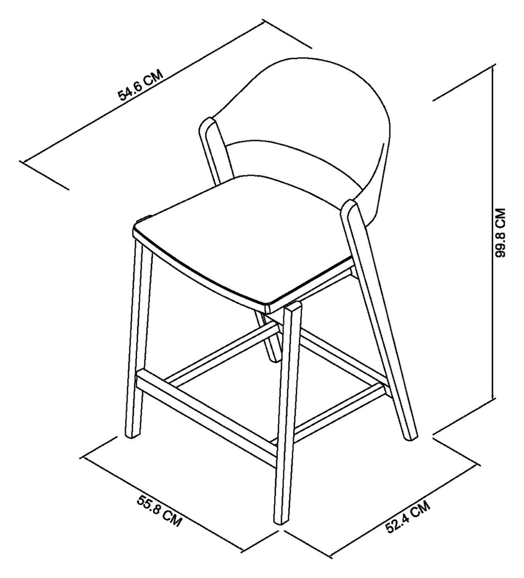 Scandi Oak Bar Stool with Grey Fabric Padded Seat - Home Furniture Interiors