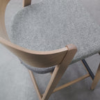 Scandi Oak Bar Stool with Grey Fabric Padded Seat - Home Furniture Interiors