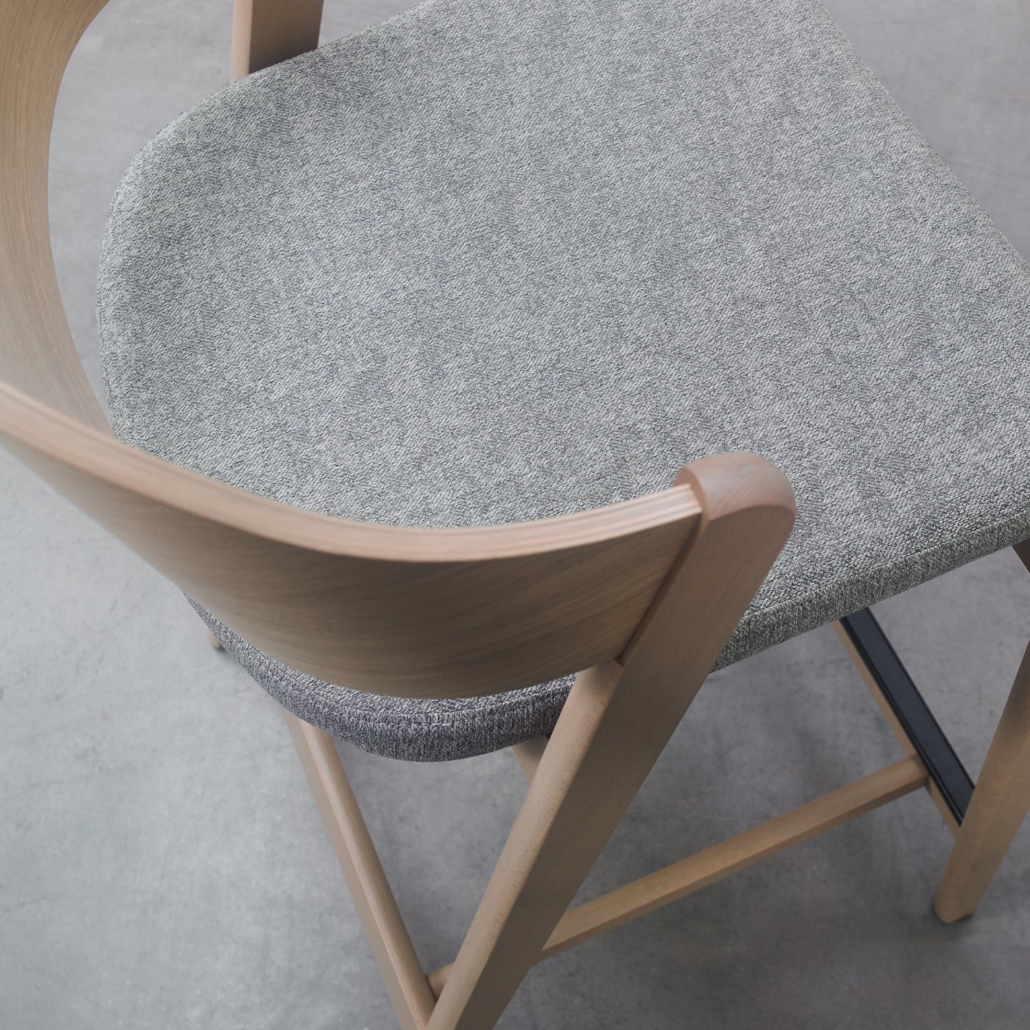 Scandi Oak Bar Stool with Grey Fabric Padded Seat - Home Furniture Interiors