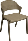 Oak Ply Carved Back Dining Chair Ivory Bonded Leather Seat