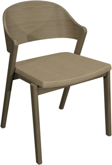 Oak Ply Carved Back Dining Chair Ivory Bonded Leather Seat