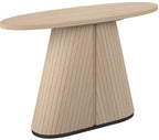 Light Oak Oval Console Table With Peppercorn Legs