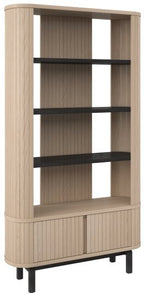 Light Oak And Peppercorn Open Display Shelving Unit