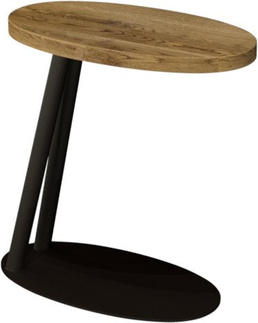 Rustic oak oval top side table with peppercorn base, Bentley Designs end table and sofa table for living room decor.