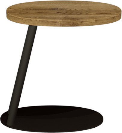 Rustic oak oval top sofa table with peppercorn base, from Bentley Designs, featuring a side lamp and end table style.