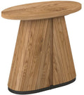 Rustic Oak Oval Lamp Table With Geometric Peppercorn Base