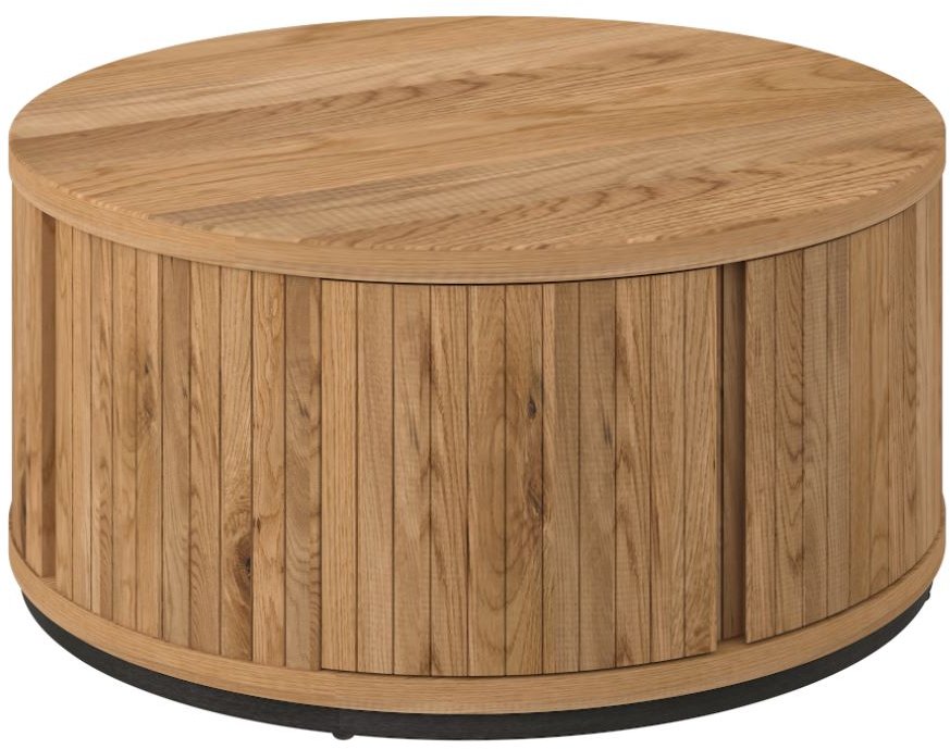 Rustic Oak Round Coffee Table Peppercorn Base