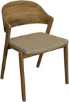Oak Carved Back Dining Chair Ivory Bonded Leather Seat