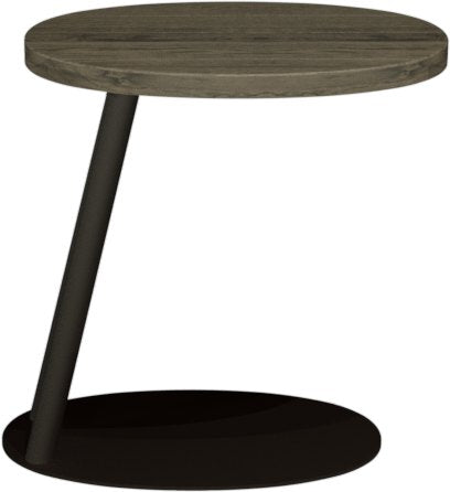 Grey oiled oak oval top side lamp and end table with a peppercorn base by Bentley Designs.