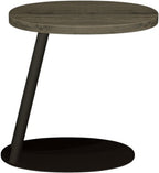 Grey oiled oak oval top side lamp and end table with a peppercorn base by Bentley Designs.